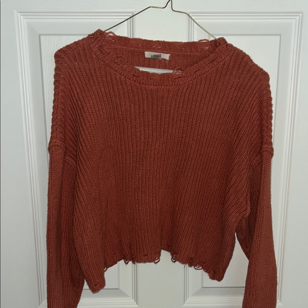 Full Tilt Women's Rust Crew Neck Sweater